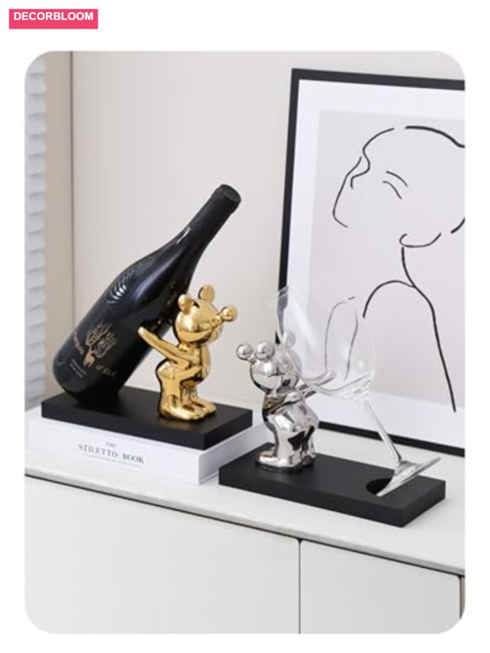 Wine Rack Single Bottle Holder Stand Resin Figurine Living Room Home Decor - Picture 2 of 6
